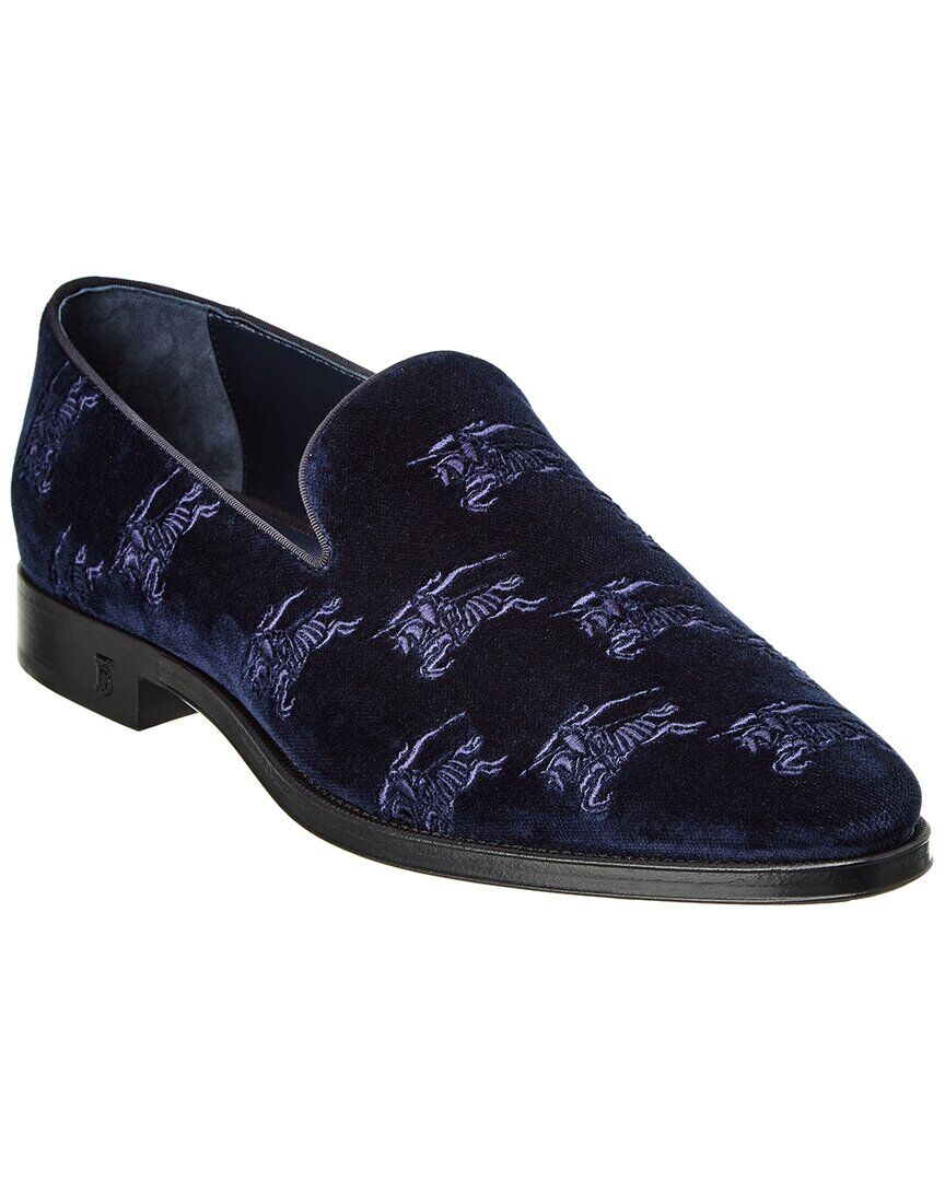 Burberry EKD Embroidered Velvet Loafer Blue 40