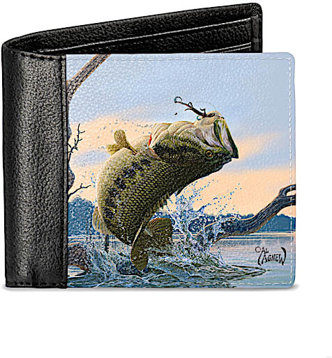 The Bradford Exchange Al Agnew Bass Fishing Men's RFID Blocking Leather Wallet