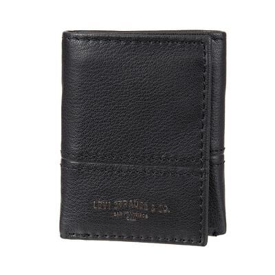Levi's Men's Levi's RFID Leather Trifold Wallet With Zipper Pocket, Black