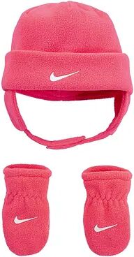 Nike Baby Nike Arctic Fleece Chin Strap Hat & Mittens 2-Piece Set, Size: 12-24MONTH, Brt Pink