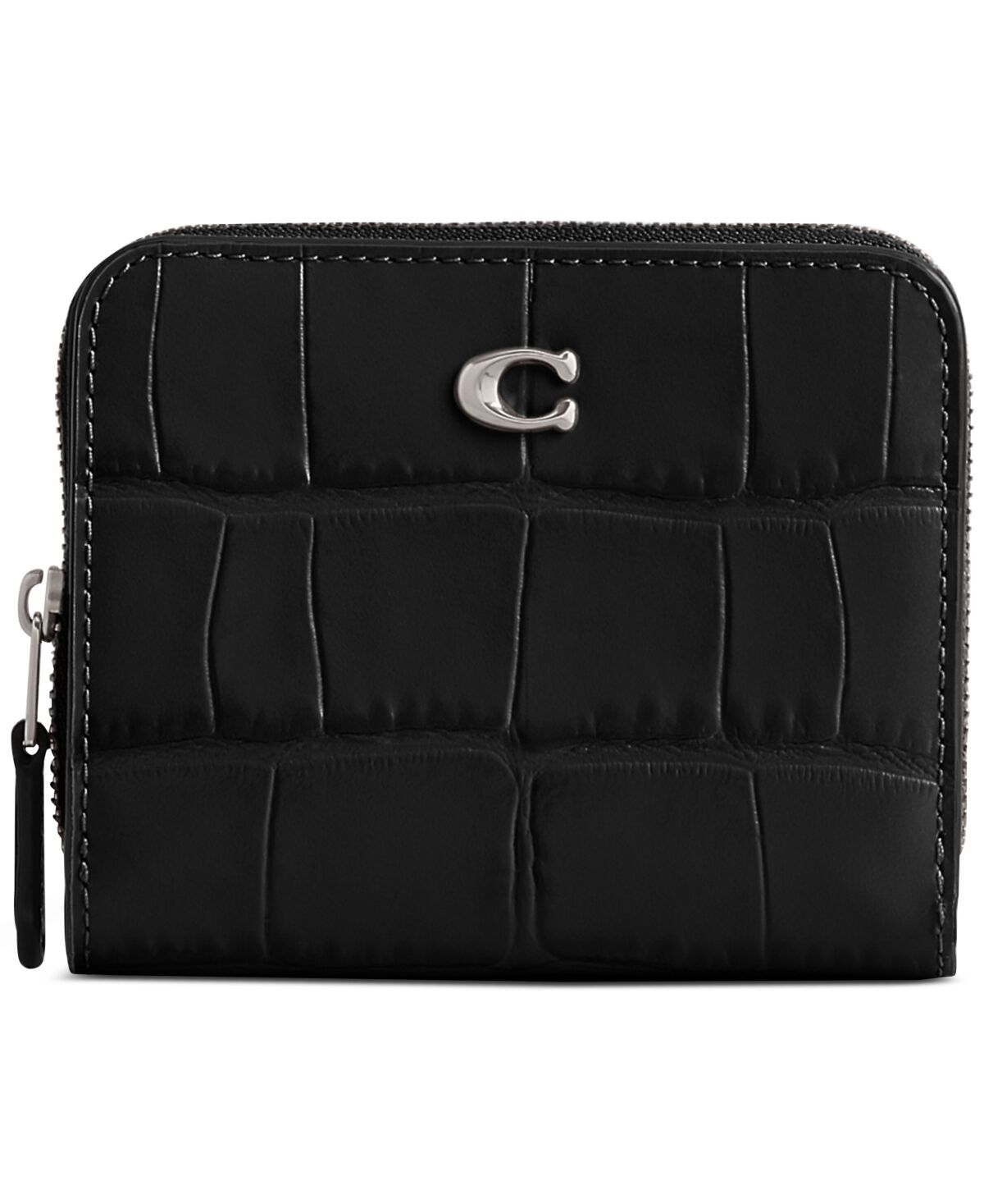 Coach Embossed Croc Leather Billfold Wallet - Black