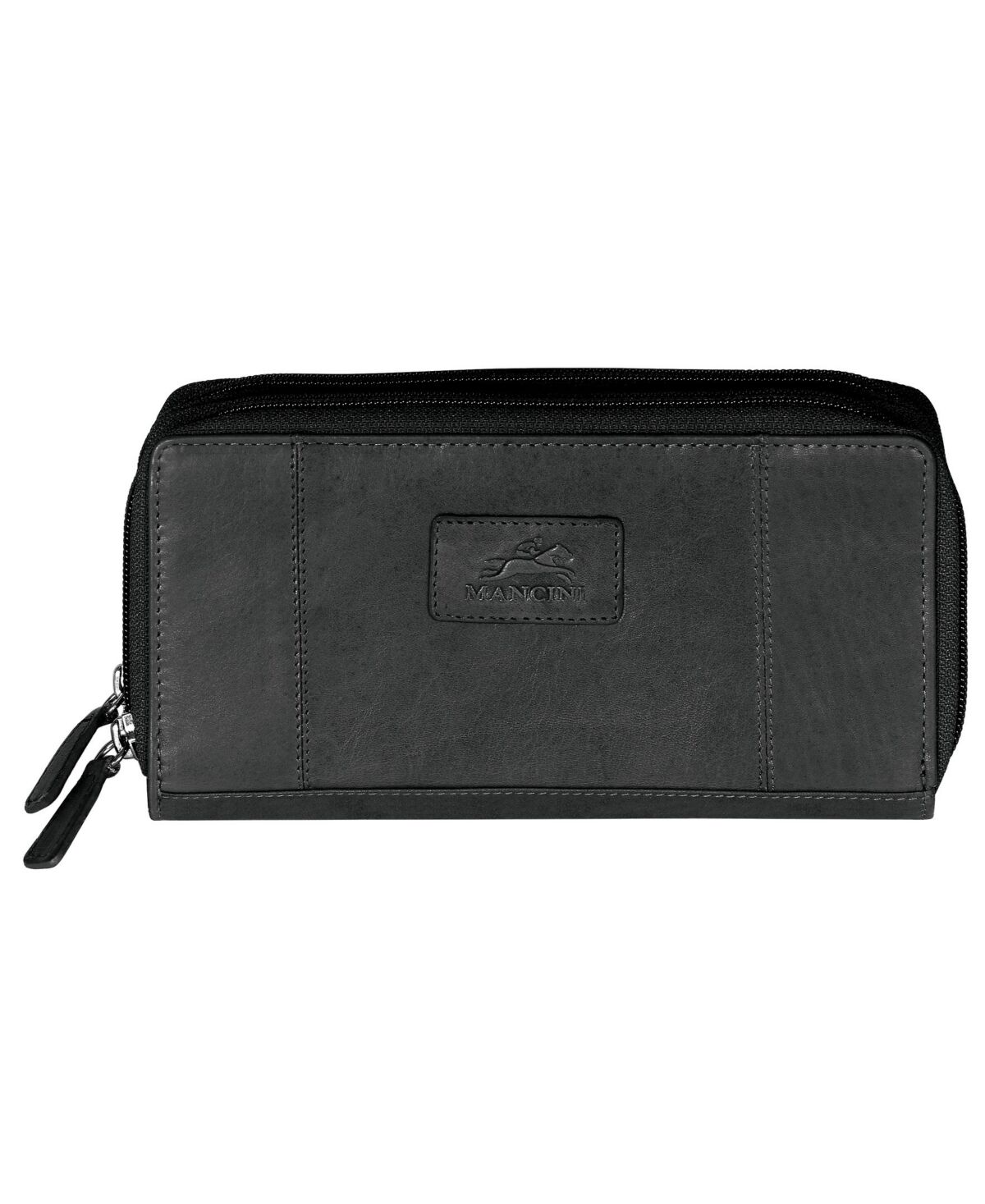 Mancini Casablanca Collection Rfid Secure Double Zipper Wallet - Black