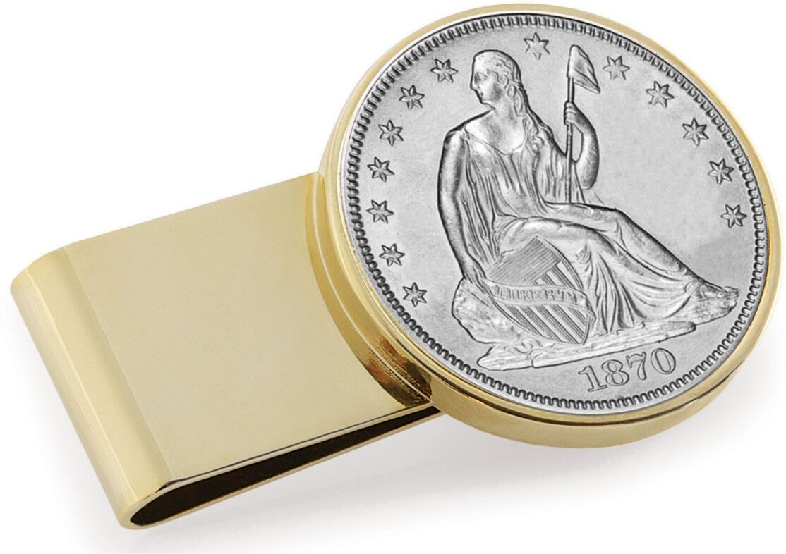 American Coin Treasures Men's American Coin Treasures Silver Seated Liberty Half Dollar Stainless Steel Coin Money Clip - Gold