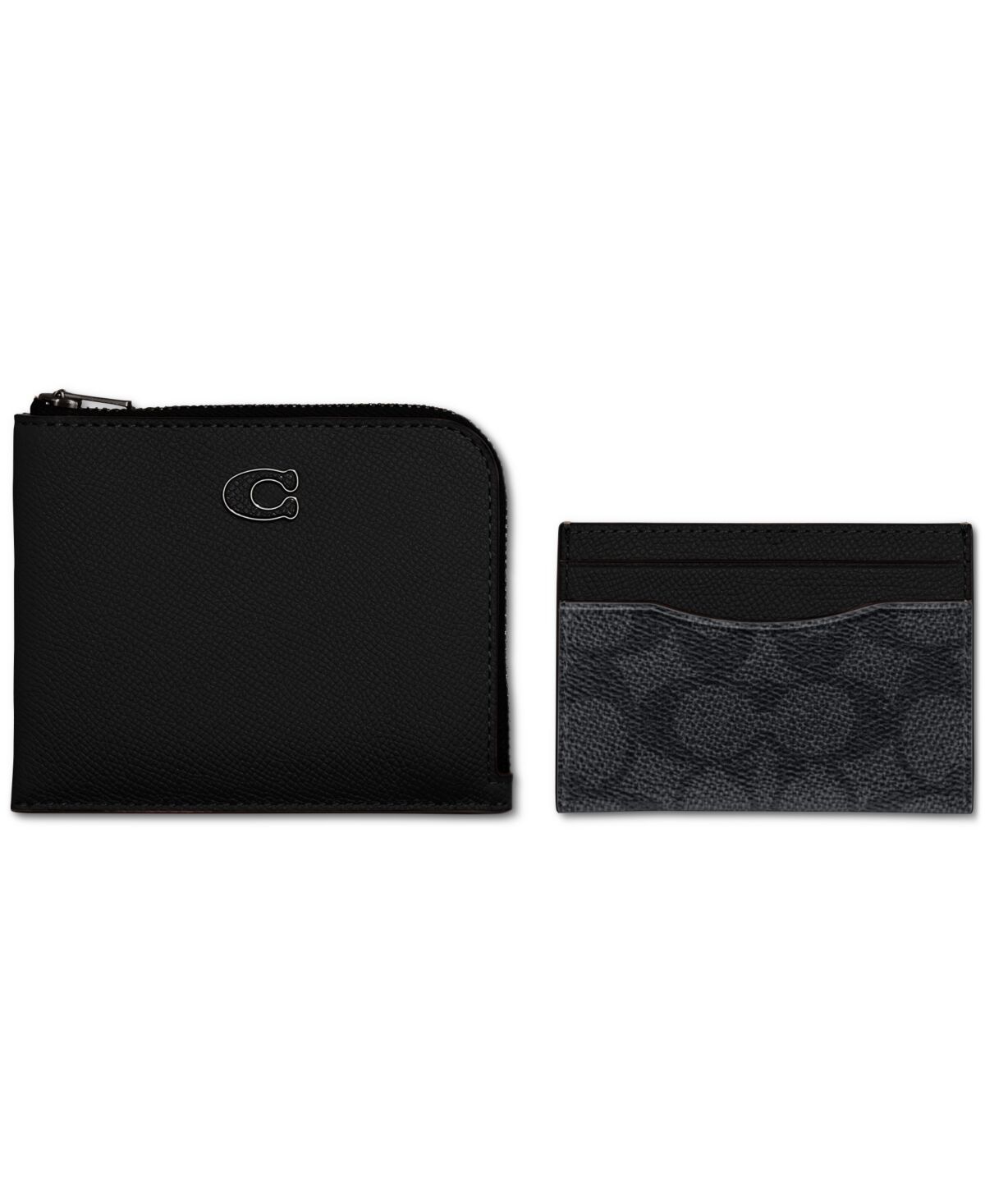Coach Crossgrain Leather L-Zip Wallet & Card Case - Black