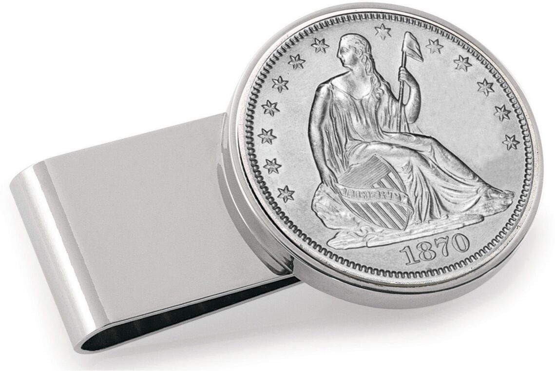 American Coin Treasures Men's American Coin Treasures Silver Seated Liberty Half Dollar Stainless Steel Coin Money Clip - Silver