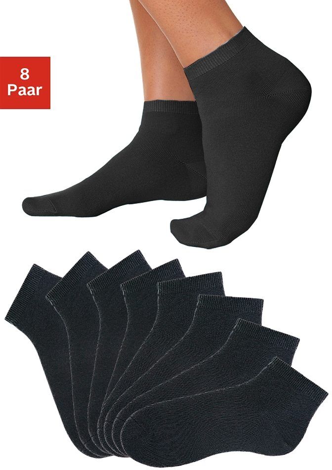 Go in Kurzsocken, (8 Paar), uni in Basic Farben schwarz