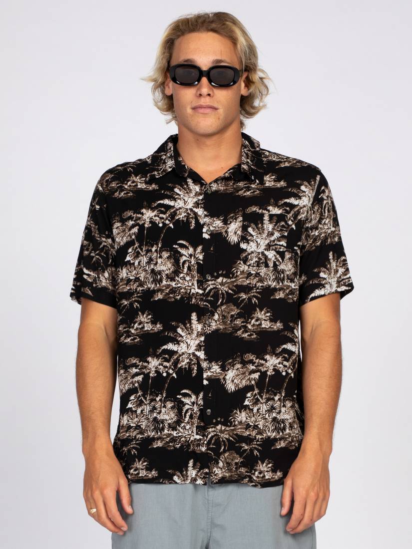 Rusty Palm Reader Short Sleeve Shirt - Black Rusty Australia, S / Black