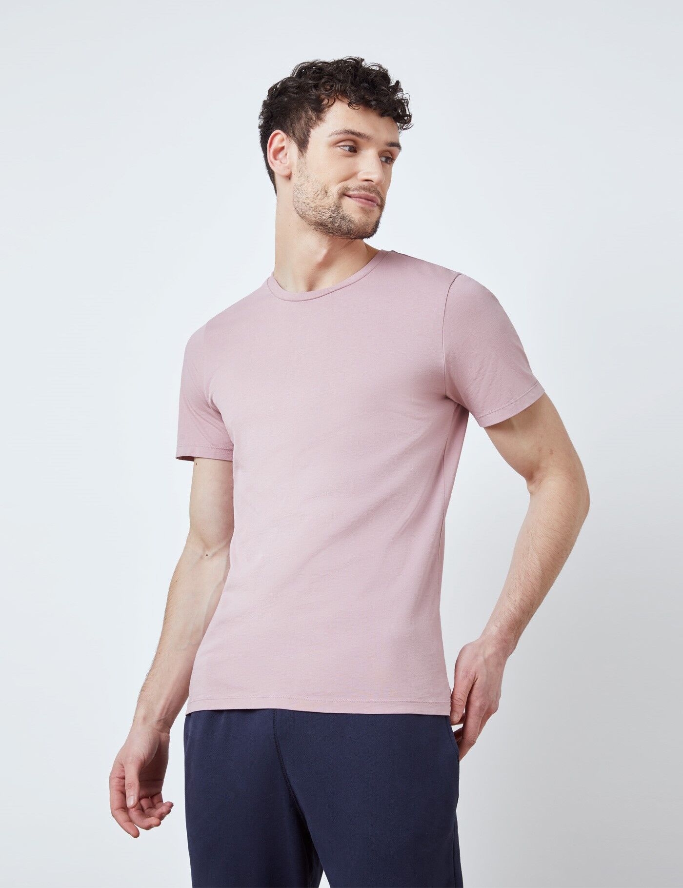 Hawes & Curtis Men's Garment Dye Organic Cotton T-Shirt in Light Pink   Medium   Hawes & Curtis