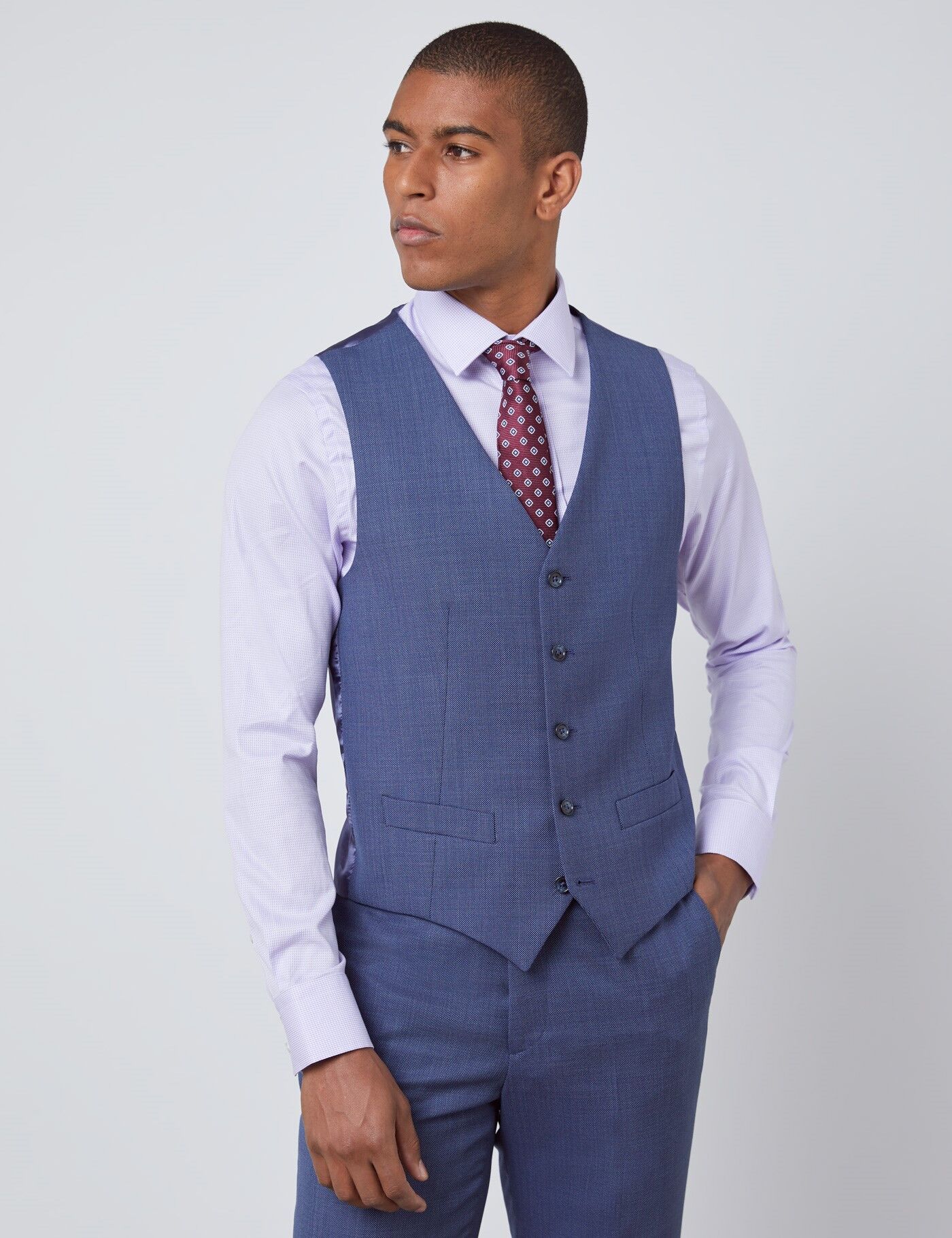 Hawes & Curtis Men's Tailored Fit Italian Waistcoat in Dark Blue   Size 40   1913 Collection   Wool   Hawes & Curtis
