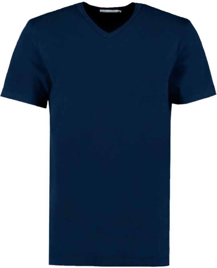 Hawes & Curtis Men's Garment Dye V Neck T-Shirt in Navy   XS   100% Supima Cotton