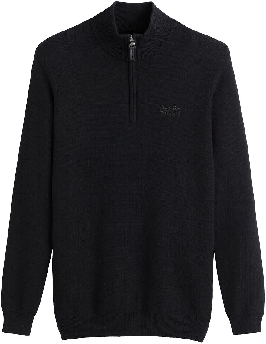 SUPERDRY Pull col montant zippé en coton et cachemire