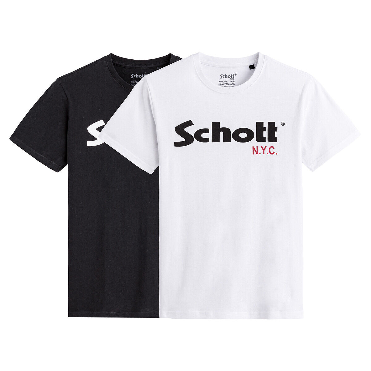 SCHOTT Lot de 2 t-shirt col rond logo Schott