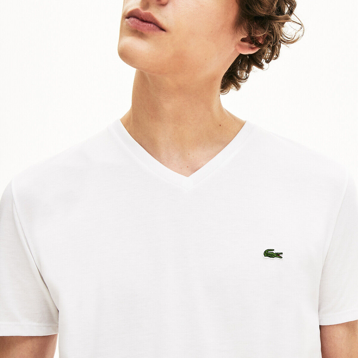 LACOSTE T-shirt col V en jersey de coton