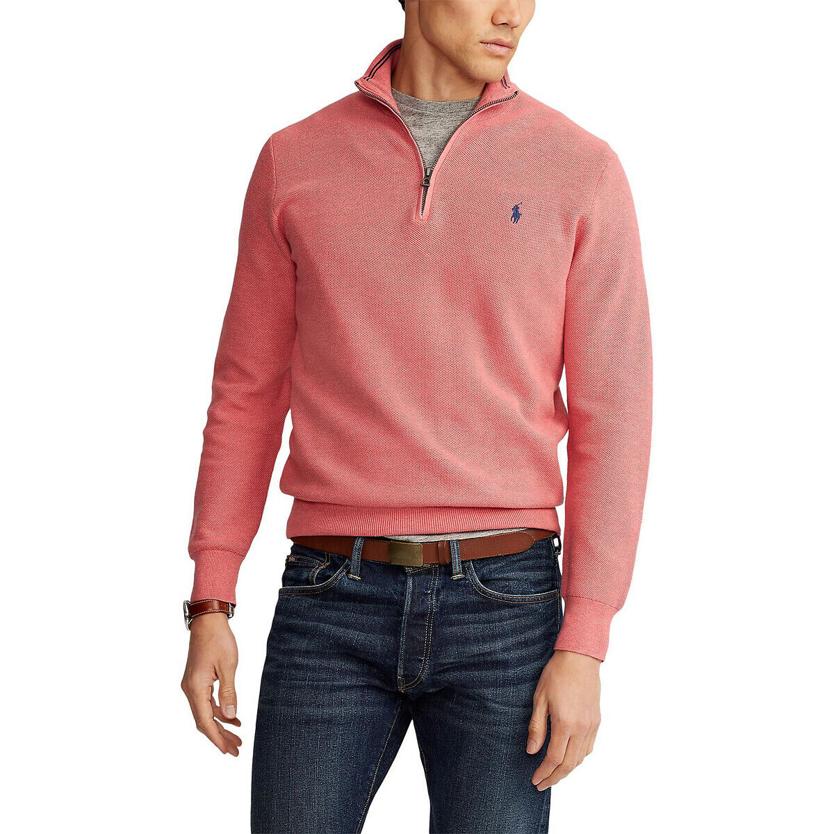 POLO RALPH LAUREN Pull col montant zippé en coton Pima