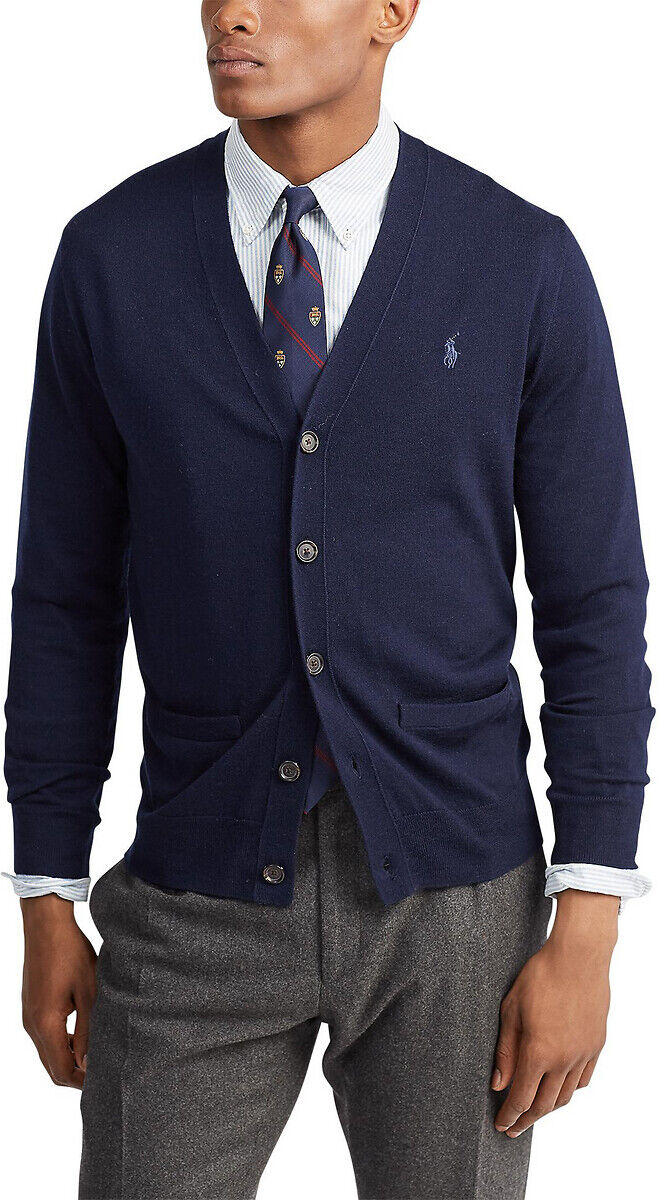 POLO RALPH LAUREN Gilet boutonné col V en laine mérinos