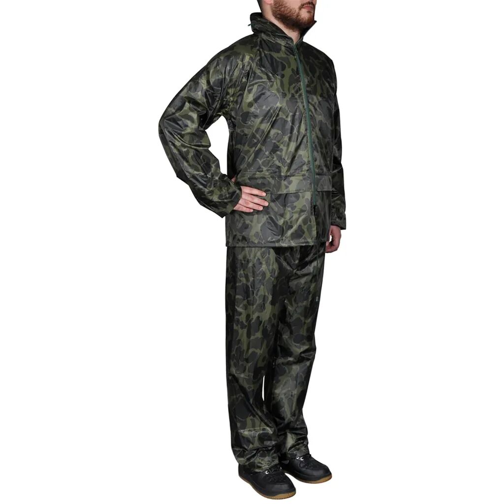 vidaXL Combinaison de pluie avec capuche 2 pcs Hommes Camouflage M