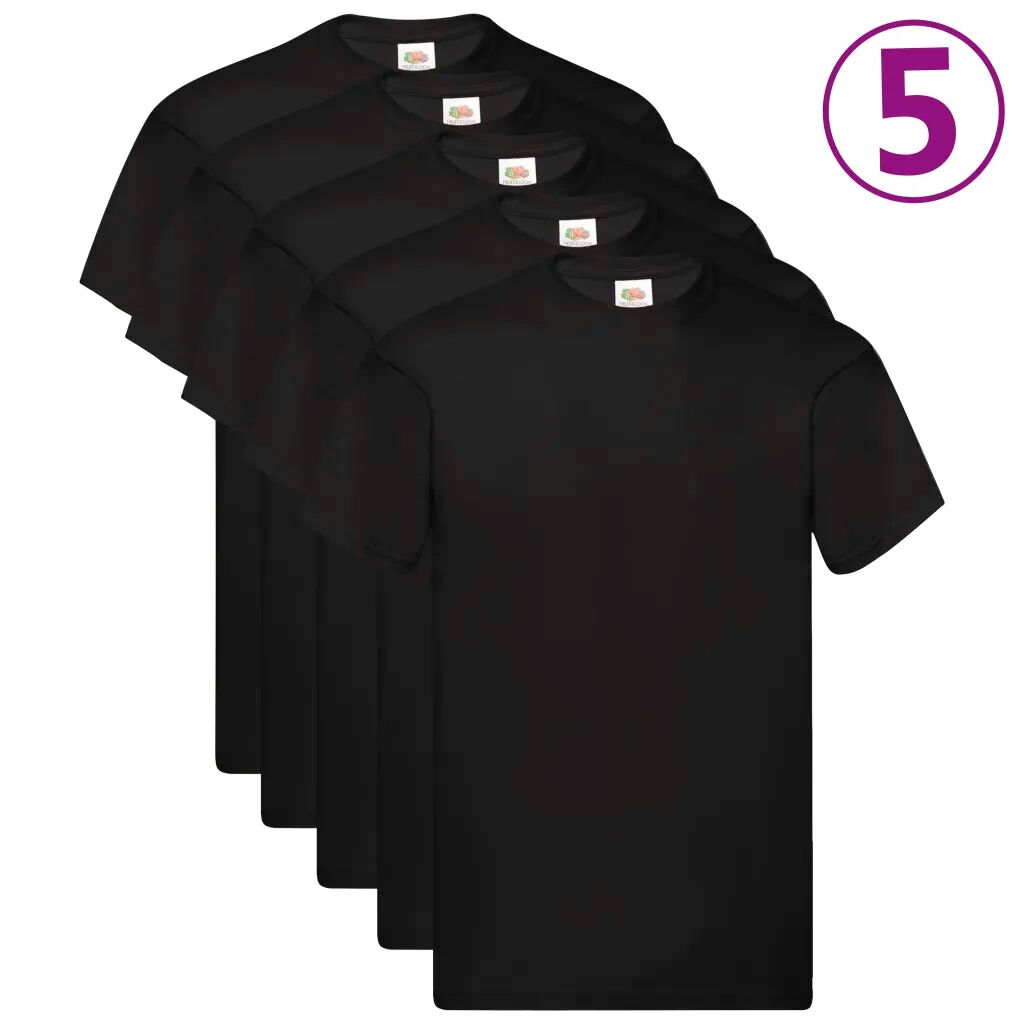 Fruit of the Loom T-shirts originaux 5 pcs Noir XXL Coton