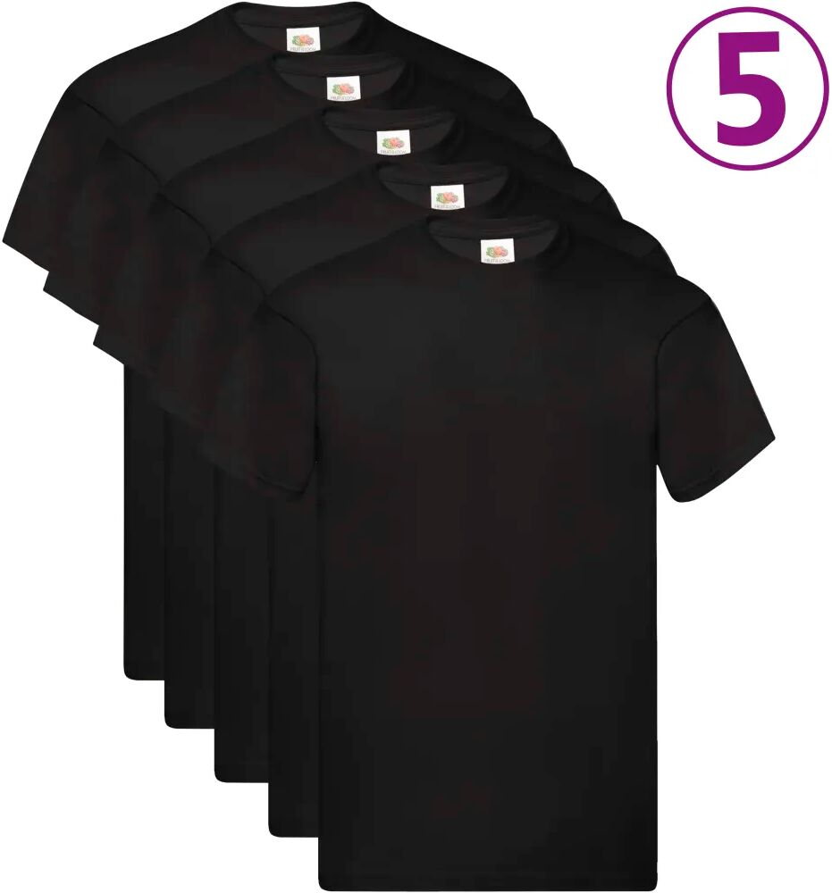 Fruit of the Loom T-shirts originaux 5 pcs Noir 3XL Coton