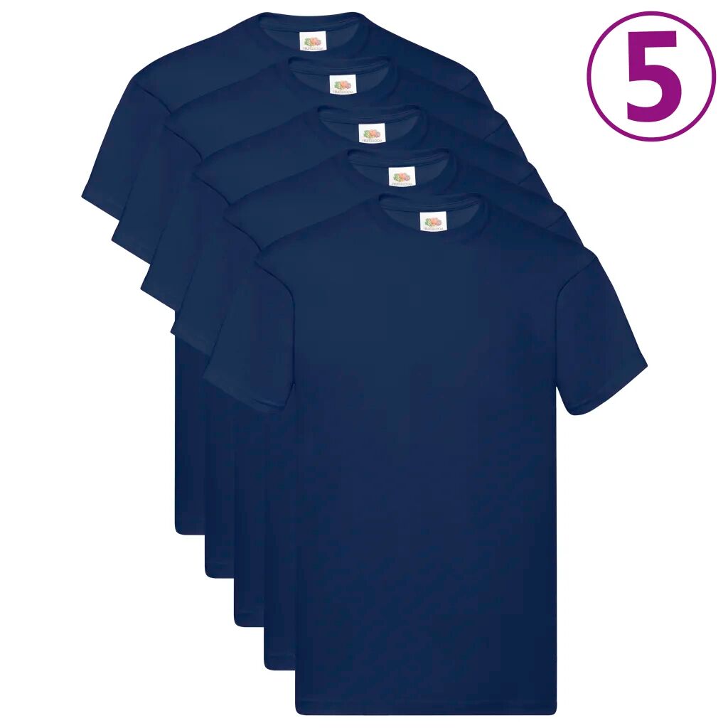 Fruit of the Loom T-shirts originaux 5 pcs Bleu marine XL Coton