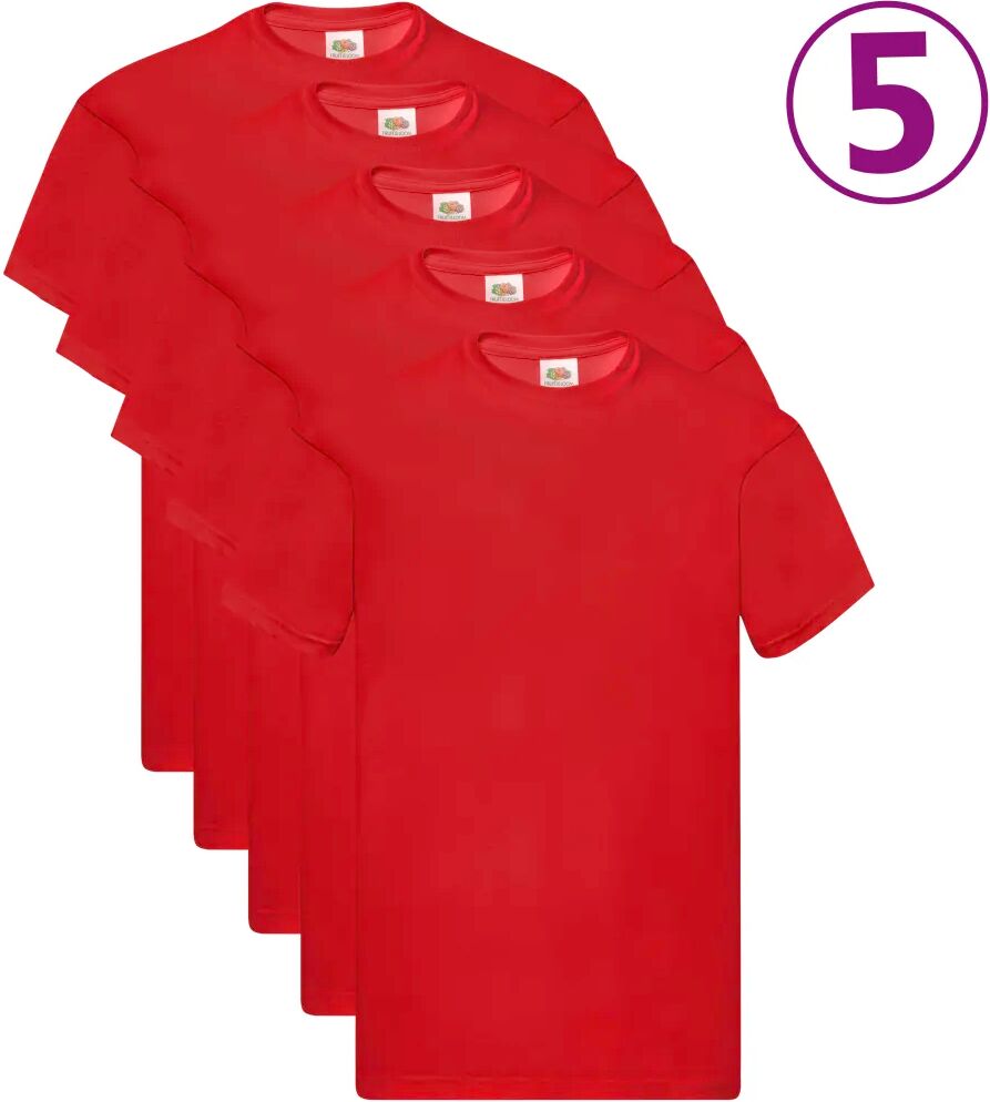 Fruit of the Loom T-shirts originaux 5 pcs Rouge XXL Coton