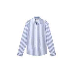 TOM TAILOR Denim Langarmhemd, gestreift und aus atmungsaktiver Baumwolle blueberry blue stripe  M