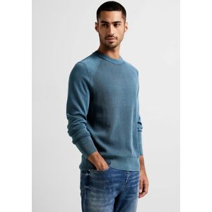 STREET ONE MEN Rundhalspullover, mit Markenlabel am Arm tuna blue  S (48)