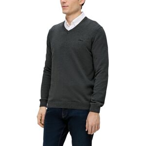 s.Oliver Strickpullover, in melierter Optik mit Logo-Stickerei grey/black  L