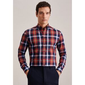 seidensticker Flanellhemd »Shaped«, Shaped Langarm Button-Down-Kragen Karo Orange  46