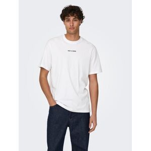 ONLY & SONS Rundhalsshirt »ONSLEVI LIFE REG TEXT SS TEE NOOS« Bright White  S