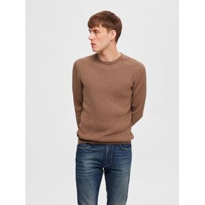 SELECTED HOMME Rundhalspullover »SLHBERG CABLE CREW NECK NOOS« teak  XXL