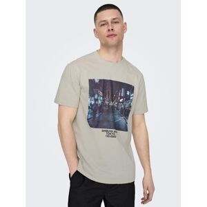 ONLY & SONS Kurzarmshirt »ONSLEX LIFE REG PHOTOPRINT SS TEE« moonstruck  L