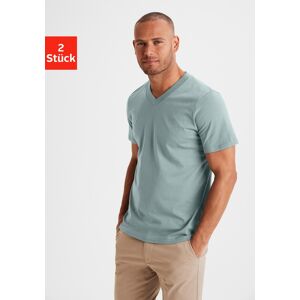 KangaROOS V-Shirt »Regular Fit,«, (2er-Pack), Freizeitshirt mit Kurzarm,... stein / mint Größe XXXL (64/66)