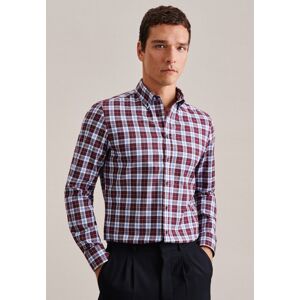 seidensticker Flanellhemd »Shaped«, Shaped Langarm Button-Down-Kragen Karo Rot Größe 42