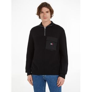 Tommy Jeans Troyer »TJM REG MIX FABRIC TECH SWEATER« Black Größe XL