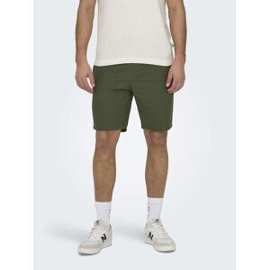 ONLY & SONS Shorts »ONSLINUS 0007 COT LIN SHORTS NOOS« Olive Night Größe XXL