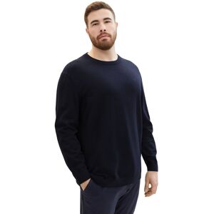 TOM TAILOR PLUS Rundhalspullover, mit Logo-Prägung an der Brust knitted navy melange Größe XXXL