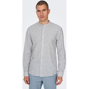 ONLY & SONS Langarmhemd »ONSCAIDEN LS MAO STRIPE LINEN SHIRT NOOS« dark navy Größe XL