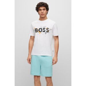 Boss ORANGE T-Shirt, (1 tlg.), mit Label-Kontrastband innen am Rundhals weiss Größe L