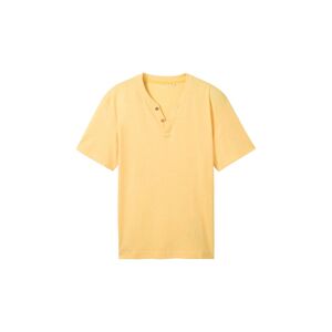 TOM TAILOR Herren Serafino T-Shirt, gelb, Uni, Gr. M