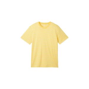 TOM TAILOR Herren Gestreiftes T-Shirt, gelb, Streifenmuster, Gr. S