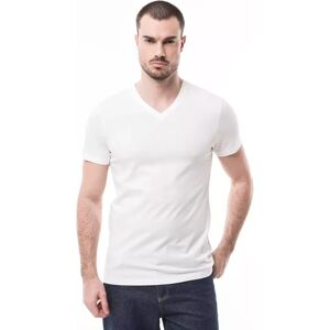 Manor Man - T-Shirt, V-Neck, Kurzarm, Für Herren, Ecru, Größe M