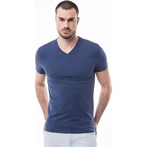 Manor Man - T-Shirt, V-Neck, Kurzarm, Für Herren, Blau, Größe M