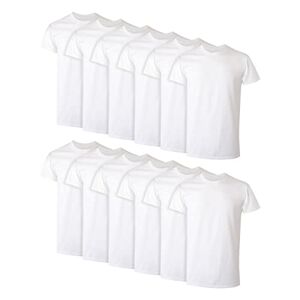 Hanes Herren Weiß T-Shirt Pack erhältlich Feuchtigkeitsableitende Hemden 100% Baumwolle Unterhemden für Herren, Multipack, 12 Stück in Weiß, Mittel