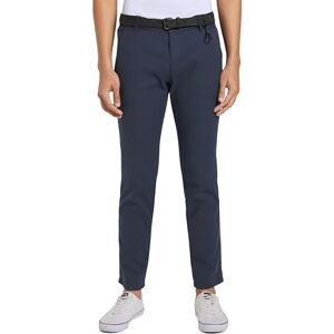 TOM TAILOR Denim Herren 1020451 Straight Fit Chino Hose Mit Gürtel, 23976 Navy Dobby Yarn Dye, 36W / 32L EU