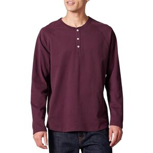 Amazon Essentials Herren Henley-Shirt mit Langen Ärmeln und normaler Passform (erhältlich in Big & Tall), Burgunderrot, XL