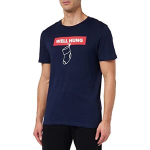 JACK & JONES Men's JORELFEN Tee SS Crew Neck Xmas T-Shirt, Navy Blazer, M