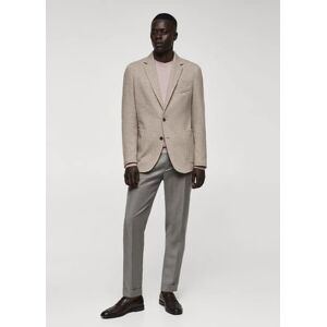 mango man Strickblazer aus Schurwolle - Beige - 50 - männlich