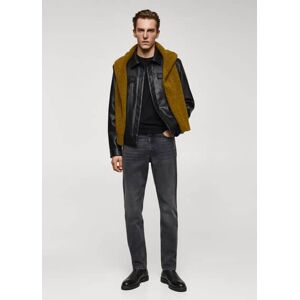 mango man Jacke mit Leder-Effekt und Taschen - Schwarz - L - männlich