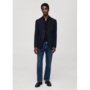 mango man Slim Fit-Blazer aus Baumwolle - Dunkles Marineblau - 48 - männlich