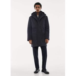 mango man SOFEELATE® wattierter Parka mit Kapuze - Marineblau - S - männlich